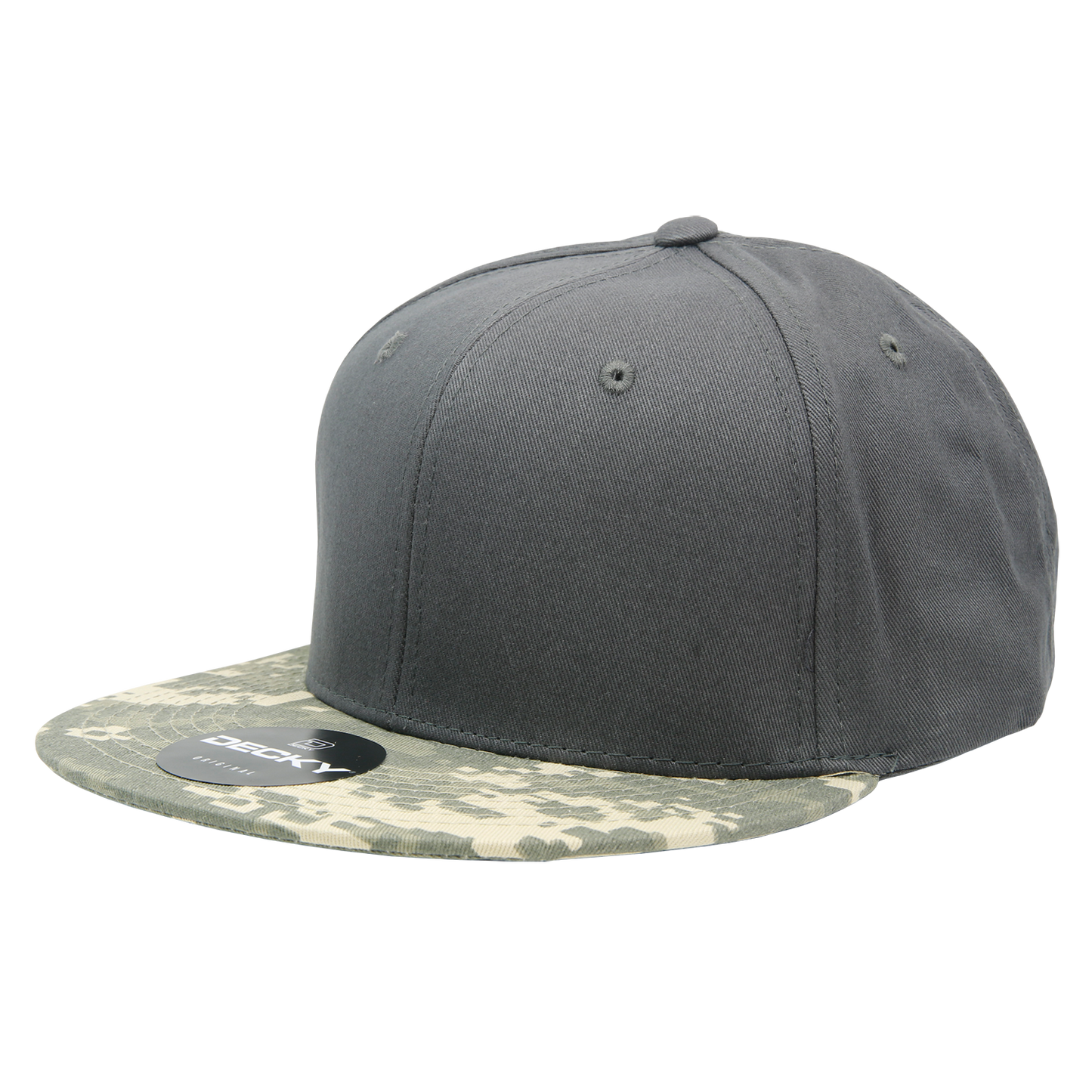 Decky 1047 Digital Camo Snapback Hat, 6 Panel Camouflage Flat Bill Cap