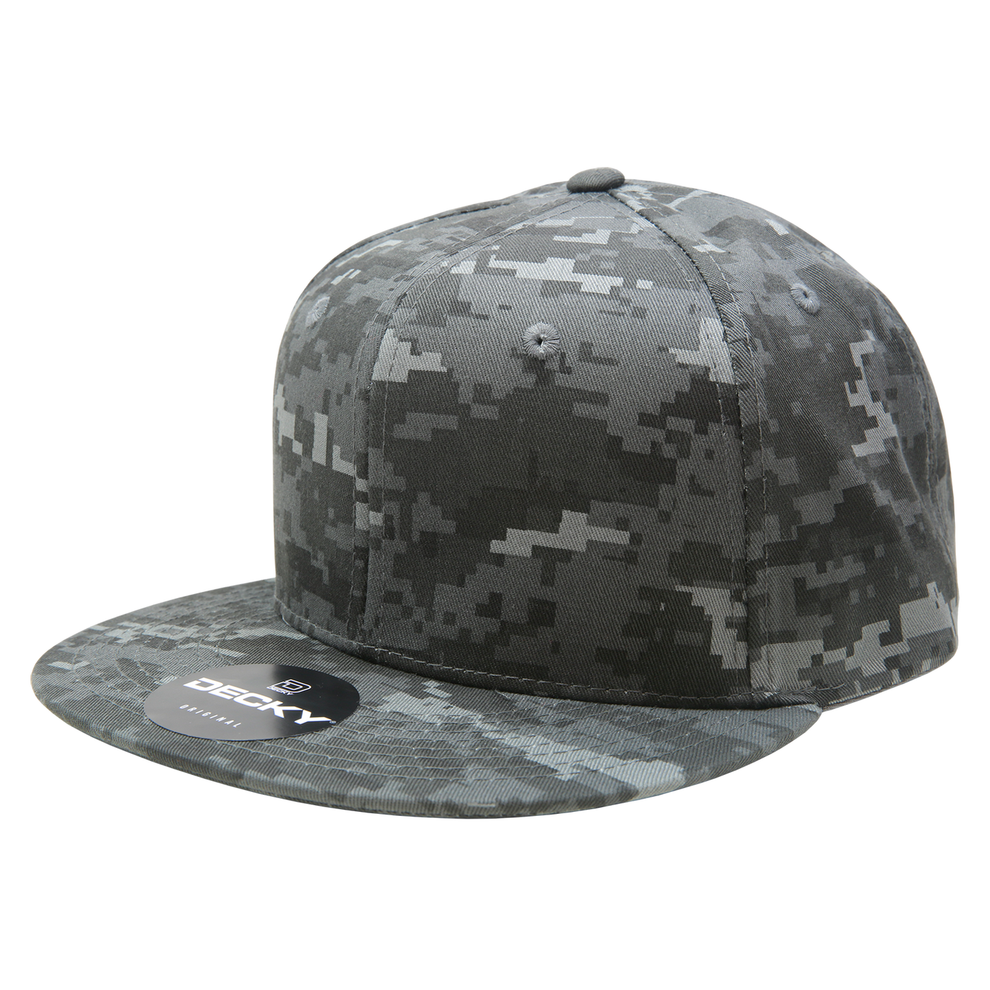 Decky 1047 Digital Camo Snapback Hat, 6 Panel Camouflage Flat Bill Cap