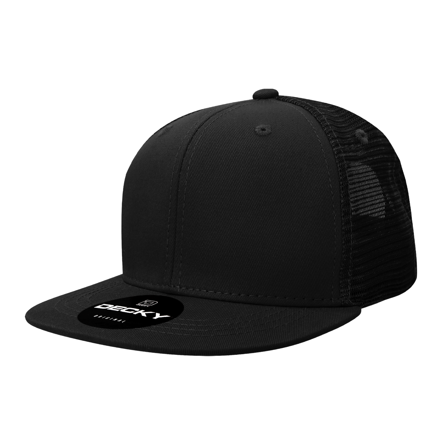 Decky 1052 Blank 6 Panel Trucker Hat, Flat Bill Snapback - 1052