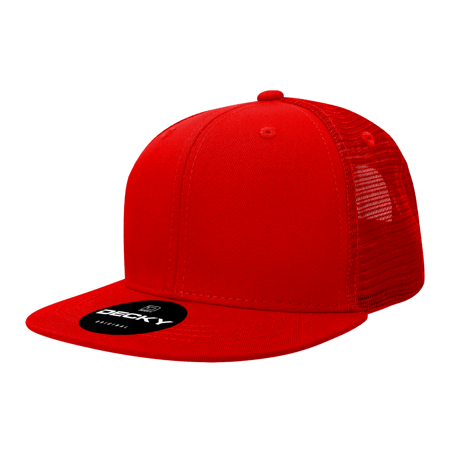 Decky 1052 Blank 6 Panel Trucker Hat, Flat Bill Snapback - 1052