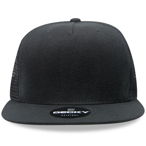 Decky 1063 5 Panel Trucker Cap, Snapback Flat Bill Hat