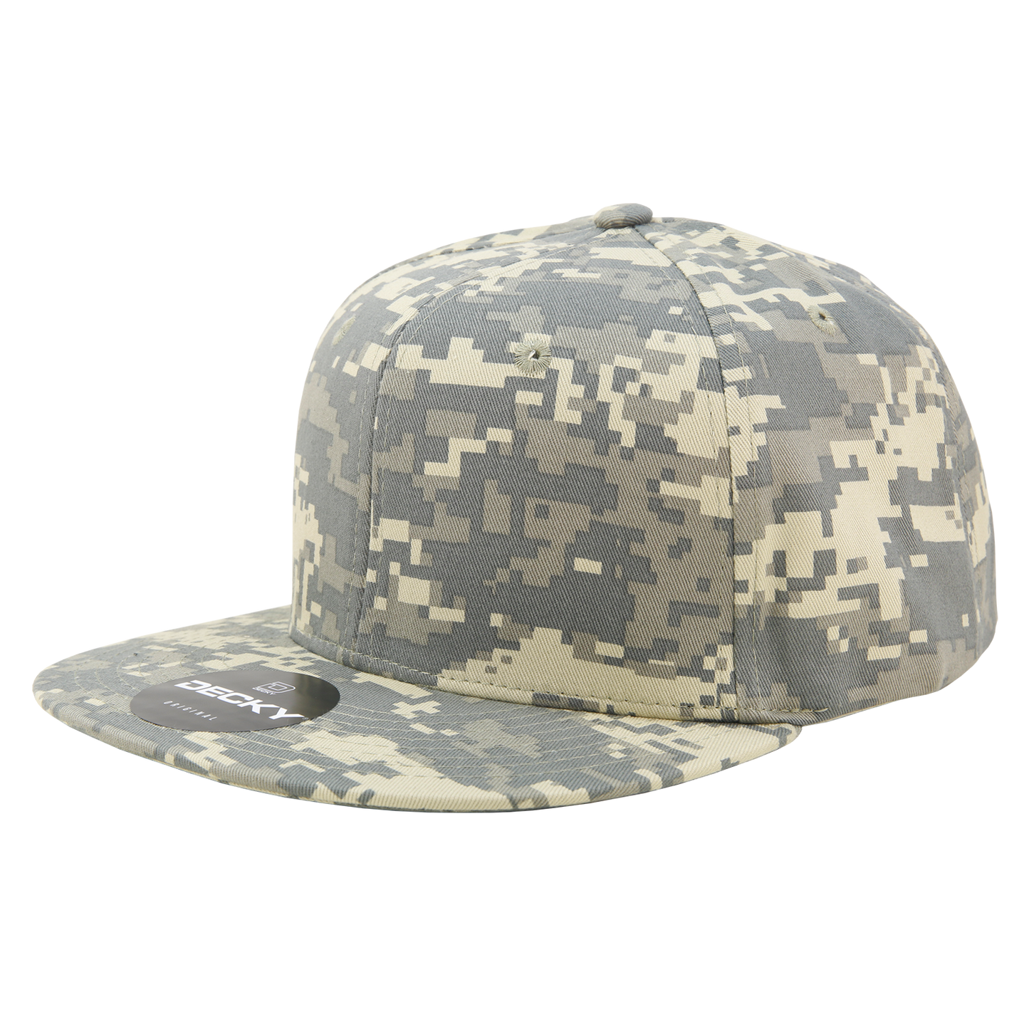 Decky 1047 Digital Camo Snapback Hat, 6 Panel Camouflage Flat Bill Cap