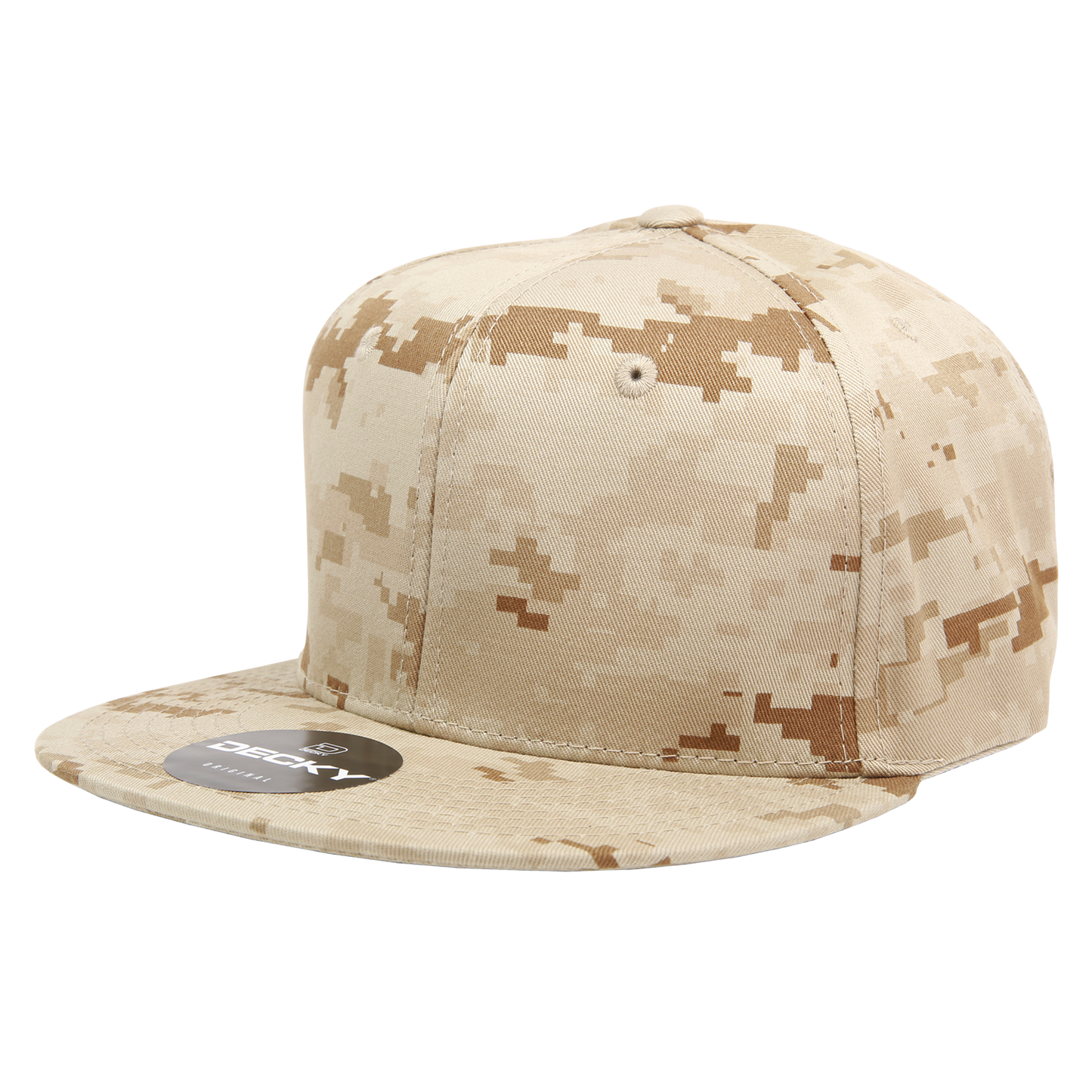 Decky 1047 Digital Camo Snapback Hat, 6 Panel Camouflage Flat Bill Cap