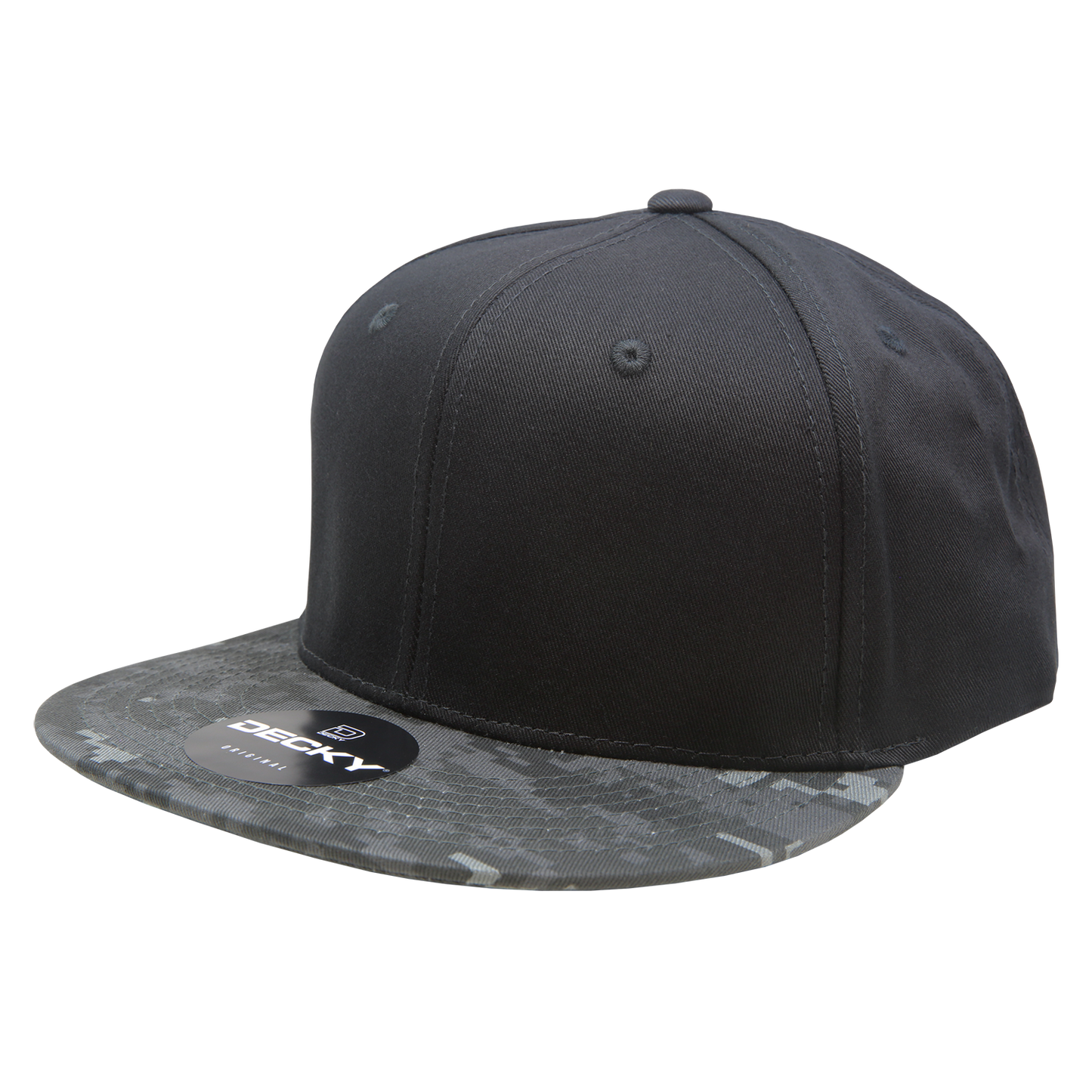 Decky 1047 Digital Camo Snapback Hat, 6 Panel Camouflage Flat Bill Cap