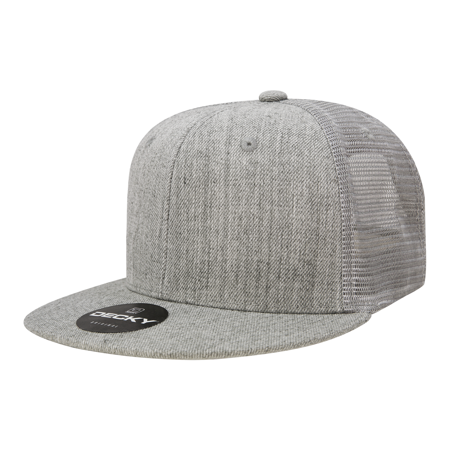 Decky 1052 Blank 6 Panel Trucker Hat, Flat Bill Snapback - 1052