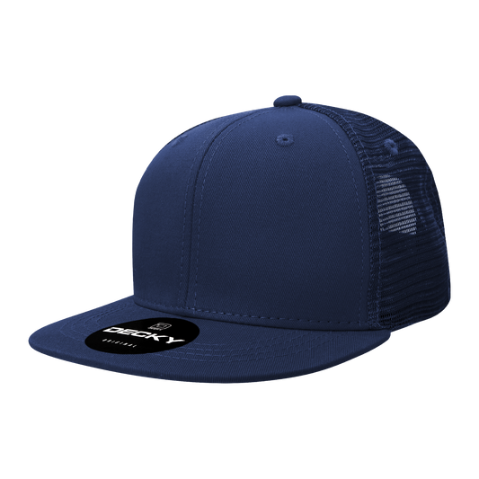 Decky 1052 Blank 6 Panel Trucker Hat, Flat Bill Snapback - 1052