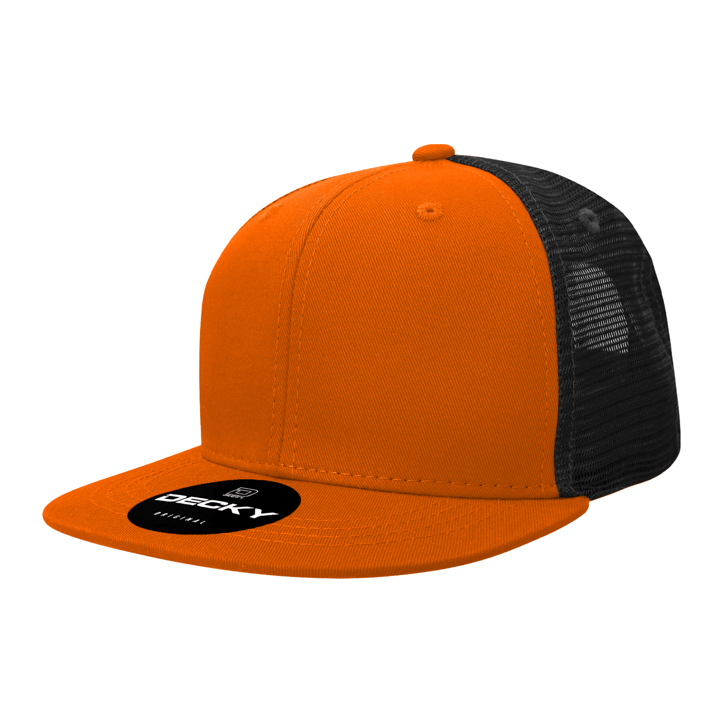 Decky 1052 Blank 6 Panel Trucker Hat, Flat Bill Snapback - 1052