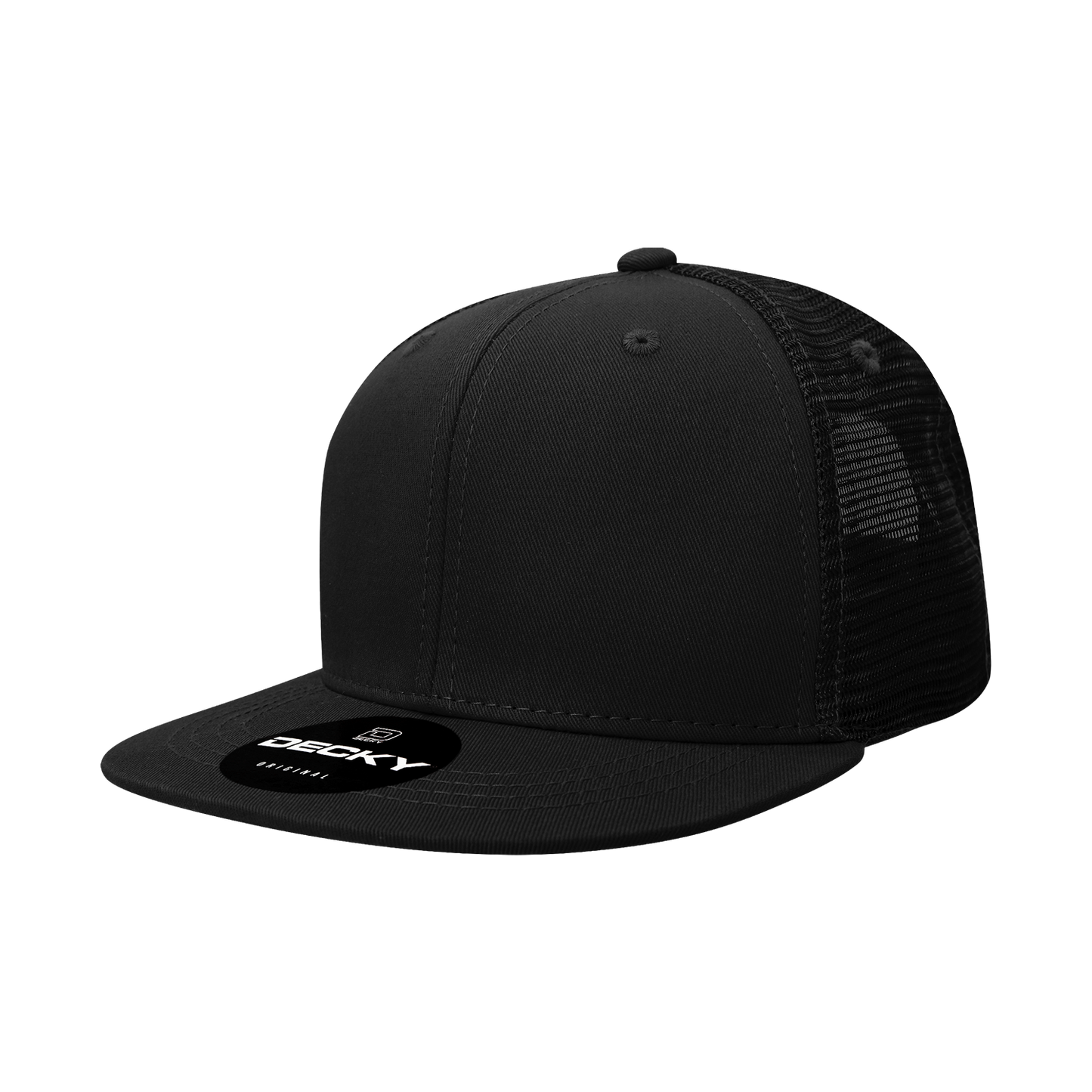 Decky 1052 Blank 6 Panel Trucker Hat, Flat Bill Snapback - 1052