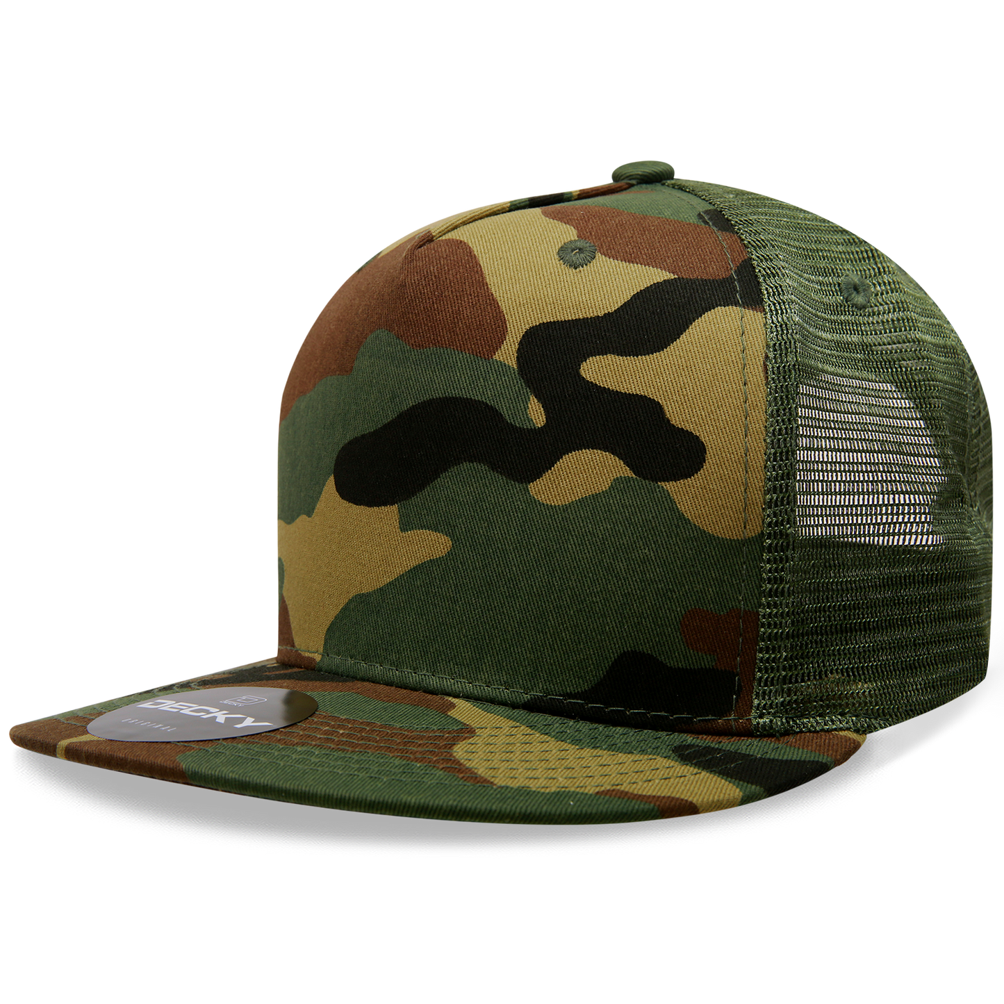 Decky 1063 5 Panel Trucker Cap, Snapback Flat Bill Hat