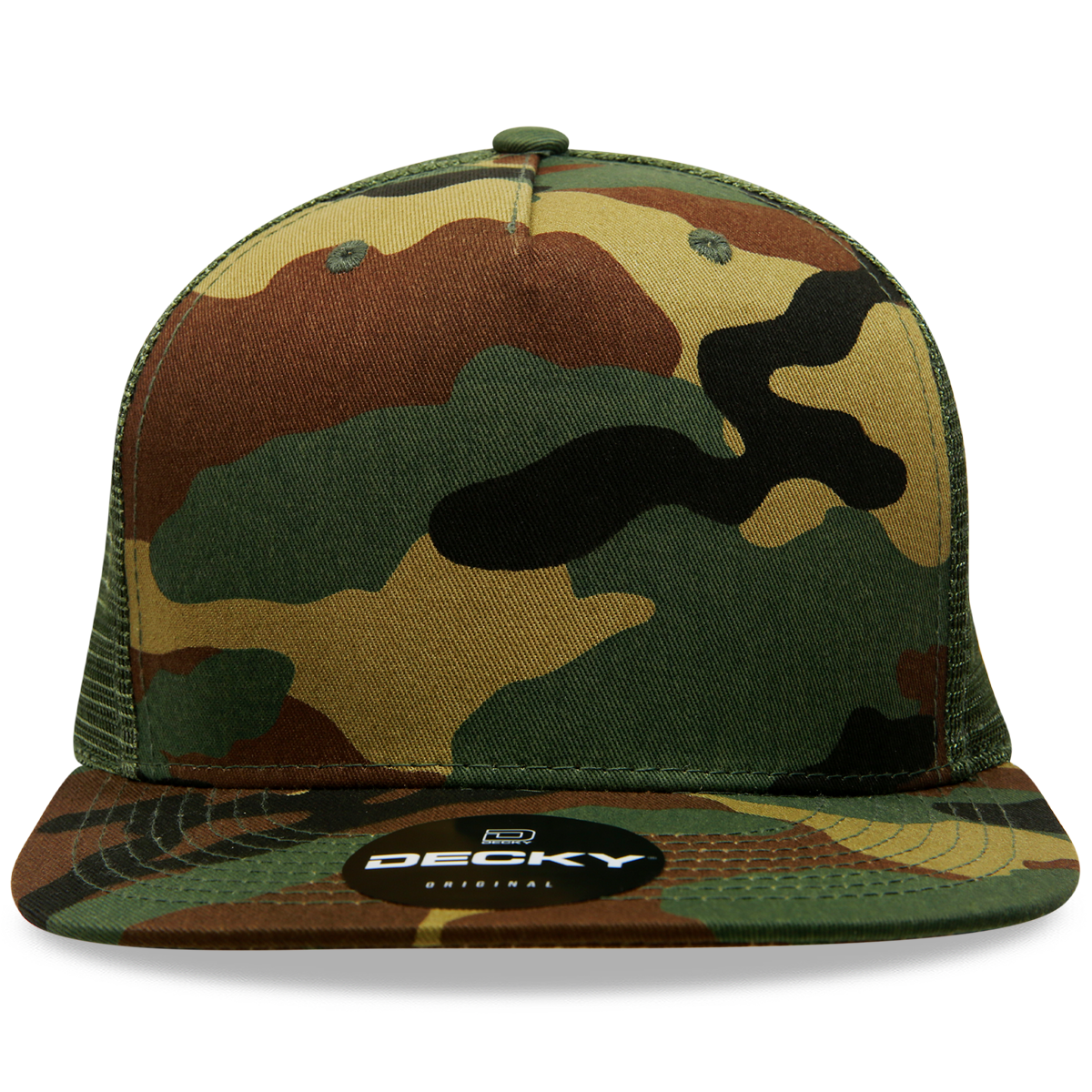 Decky 1063 5 Panel Trucker Cap, Snapback Flat Bill Hat