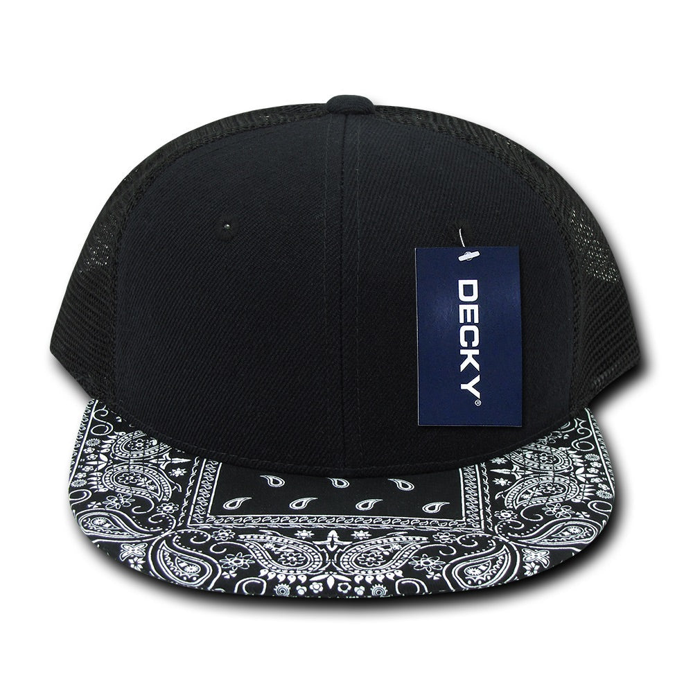 Decky 1083 Bandanna Bill Trucker Hat, 6 Panel Paisley Trucker Cap