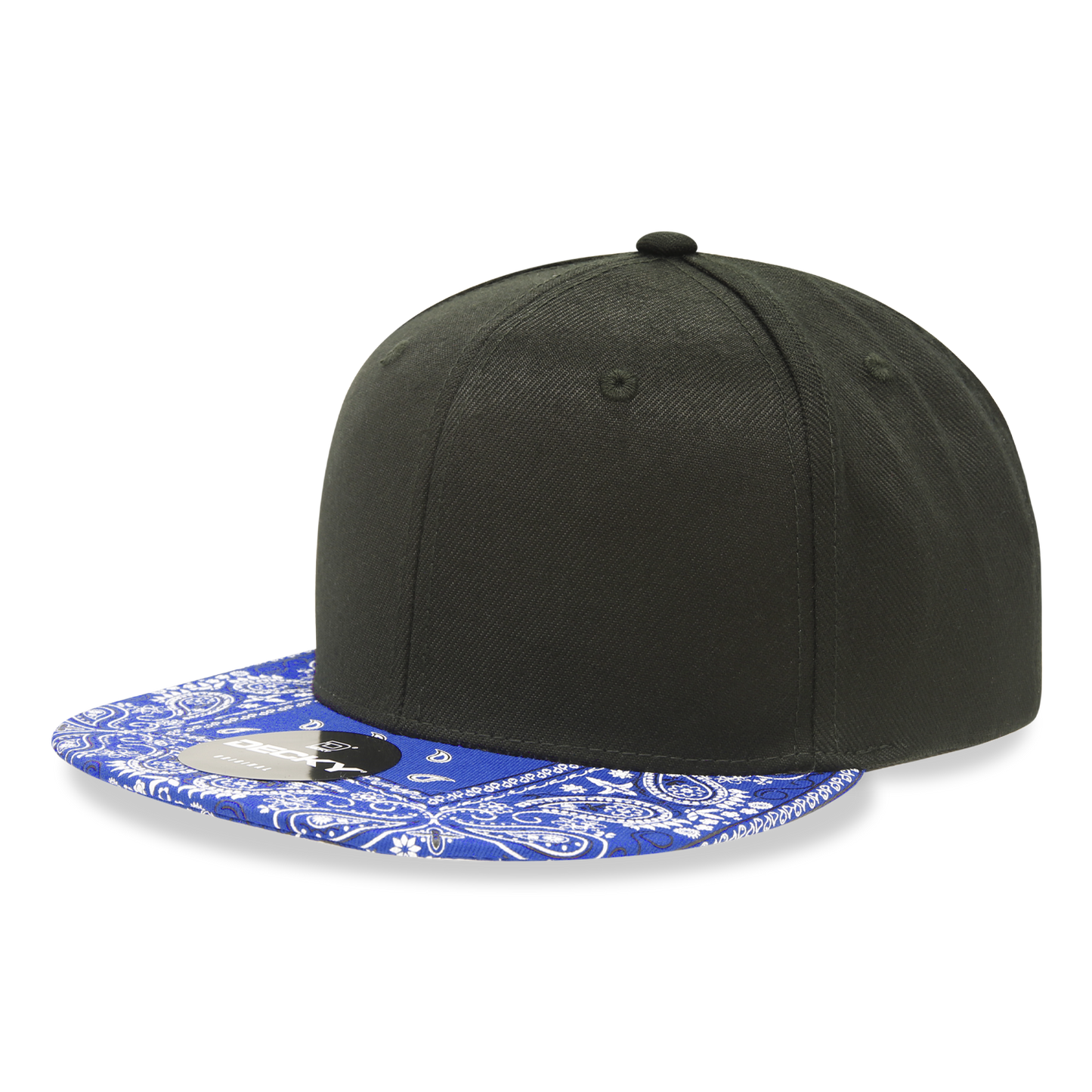 Decky 1093 Bandanna Bill Snapback Hat, 6 Panel Paisley Flat Bill Cap
