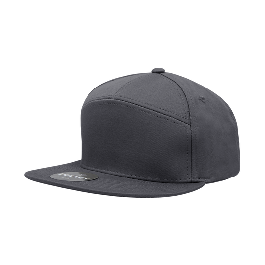 Decky 1098 7 Panel Flat Bill Hat, Snapback, 7 Panel High Profile Structured Cap