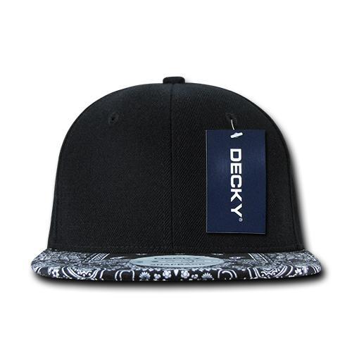 Decky 1093 Bandanna Bill Snapback Hat, 6 Panel Paisley Flat Bill Cap